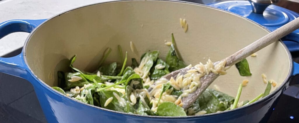 one pan risoni with smoked garlic