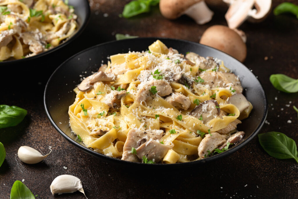 creamy mushroom pasta with smoked garlic